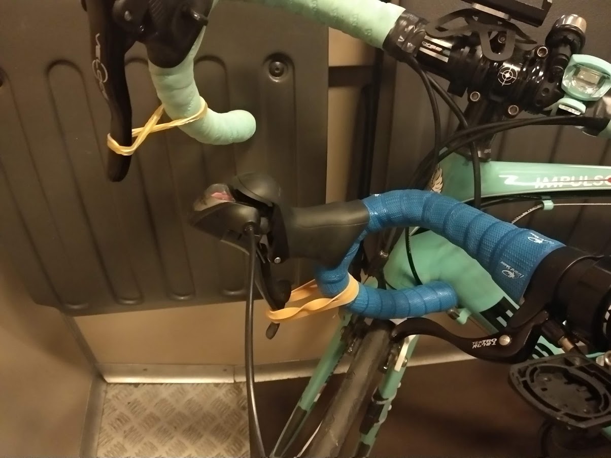 Piece of elastic to keep bikes from
 moving.